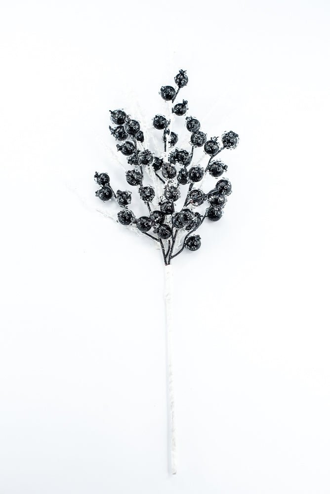 Artificial, Dark Blue, Iced Berry Twig Spray - 23" - Greenery MarketArtificial Branches278004