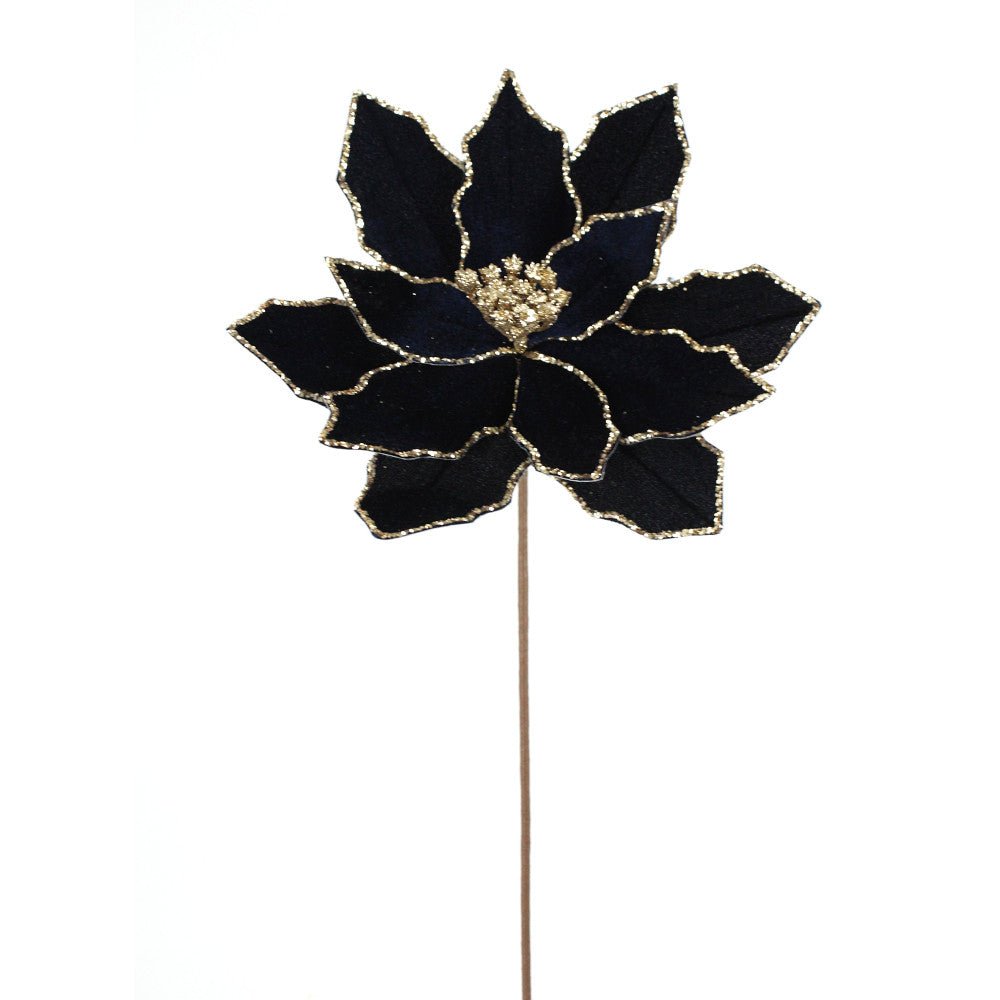Artificial Dark Blue Poinsettia Stem - 20" - Greenery MarketArtificial Flowers278016