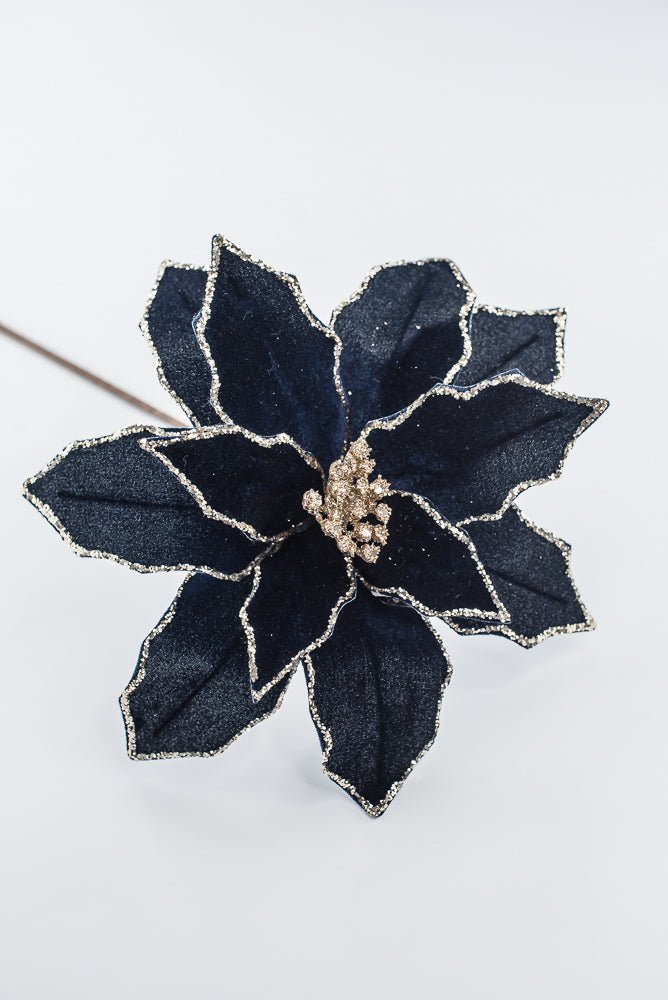 Artificial Dark Blue Poinsettia Stem - 20" - Greenery MarketArtificial Flowers278016