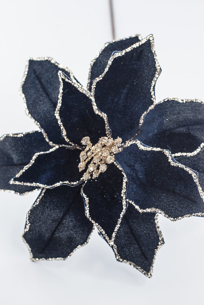 Artificial Dark Blue Poinsettia Stem - 20" - Greenery MarketArtificial Flowers278016
