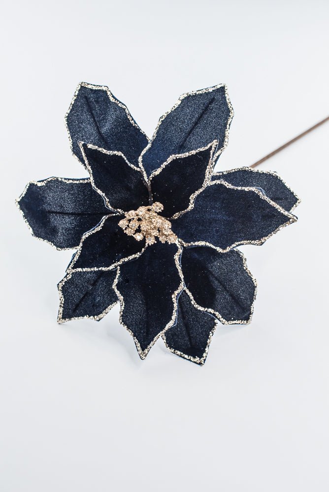 Artificial Dark Blue Poinsettia Stem - 20" - Greenery MarketArtificial Flowers278016