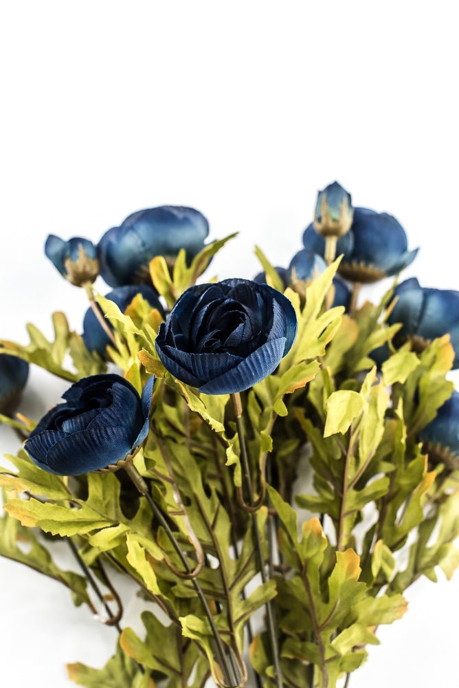 Artificial, Dark Blue, Ranunculus Bush - 18" - Greenery MarketArtificial Flora85887-BL