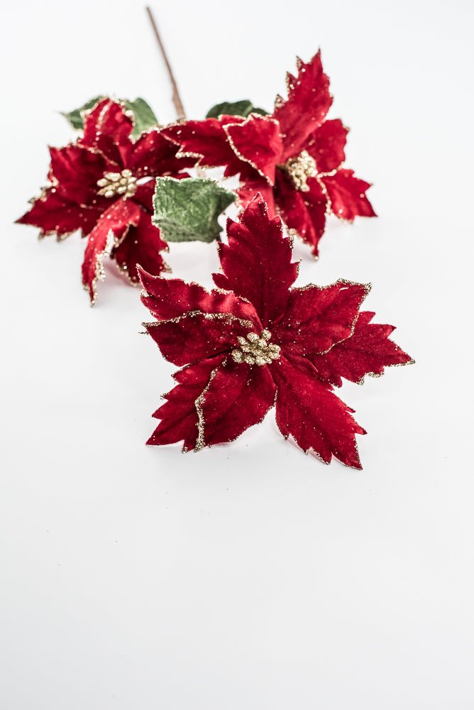 Artificial Deep Red Poinsettia Spray - 26" - Greenery MarketArtificial Flowers219112
