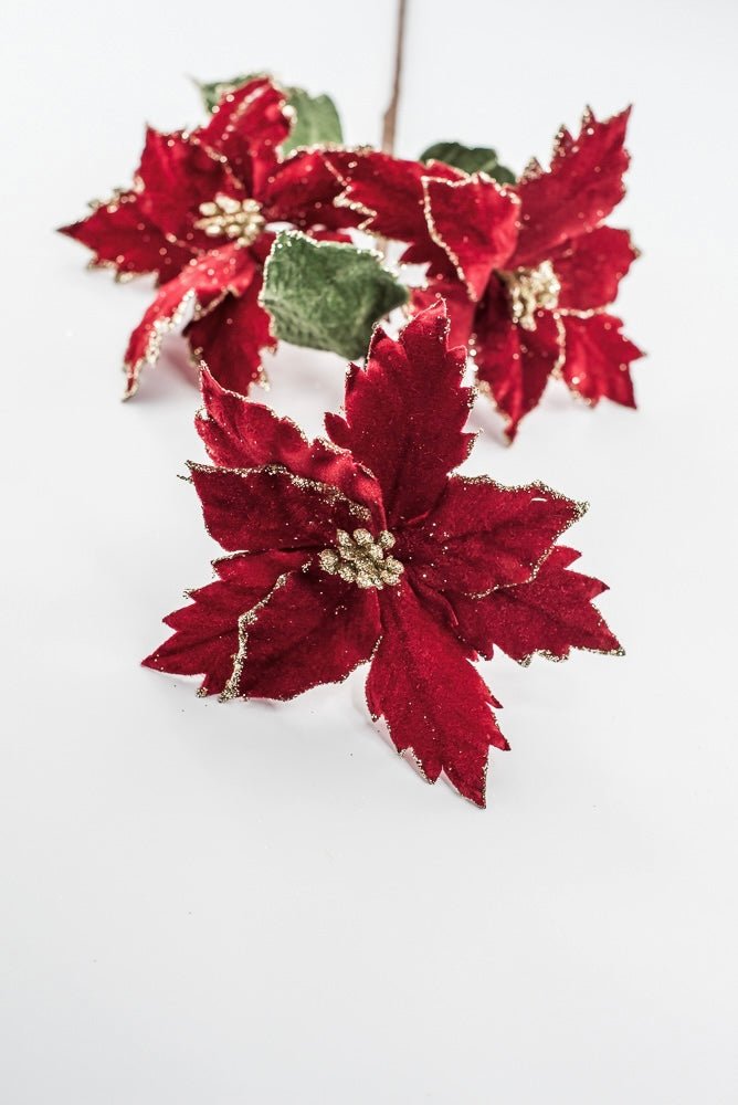 Artificial Deep Red Poinsettia Spray - 26" - Greenery MarketArtificial Flowers219112