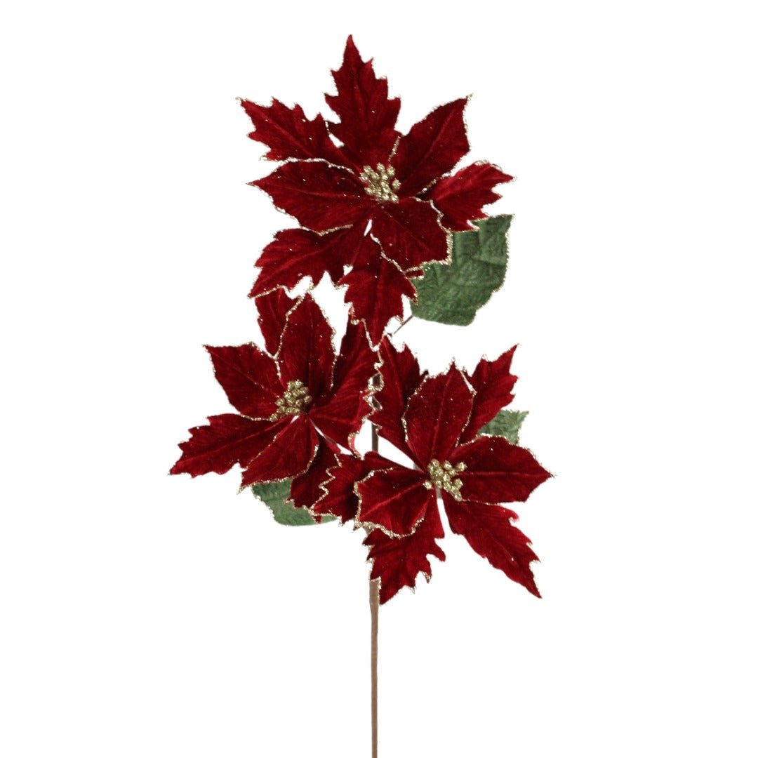 Artificial Deep Red Poinsettia Spray - 26" - Greenery MarketArtificial Flowers219112