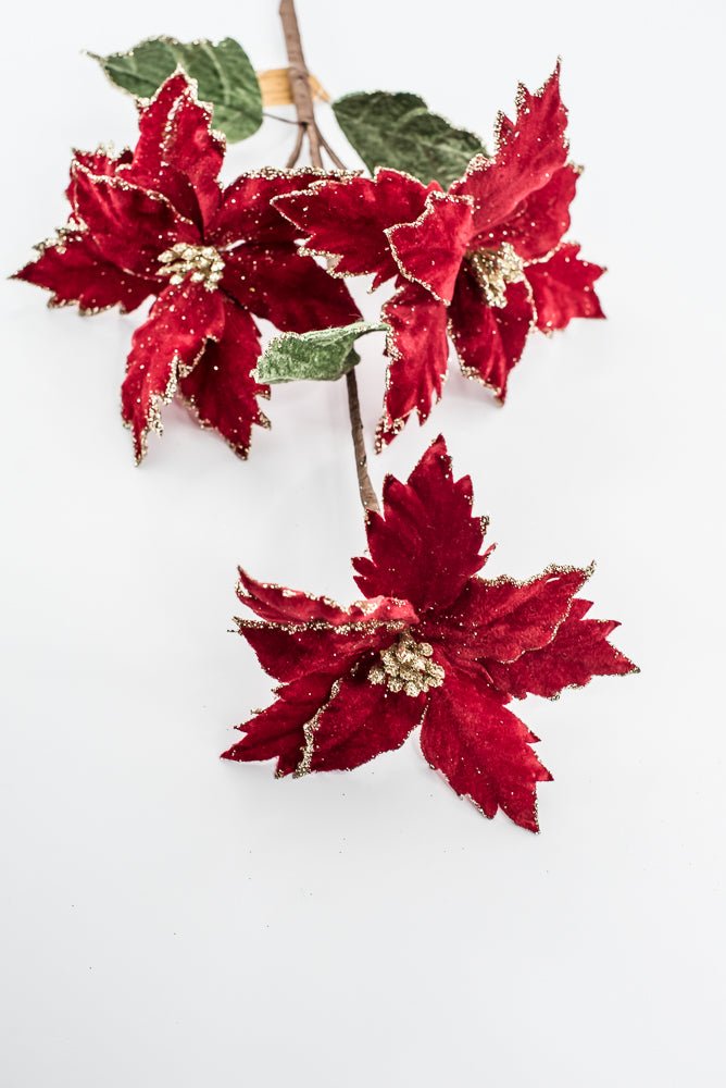 Artificial Deep Red Poinsettia Spray - 26" - Greenery MarketArtificial Flowers219112