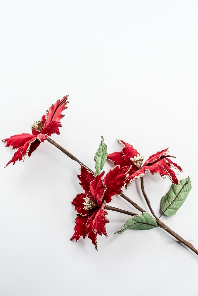 Artificial Deep Red Poinsettia Spray - 26" - Greenery MarketArtificial Flowers219112