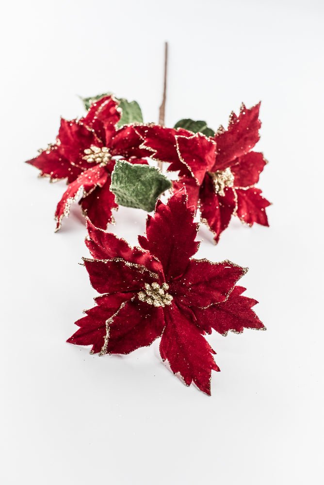 Artificial Deep Red Poinsettia Spray - 26" - Greenery MarketArtificial Flowers219112
