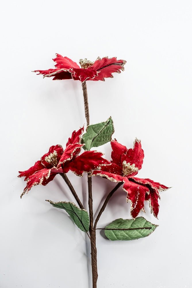 Artificial Deep Red Poinsettia Spray - 26" - Greenery MarketArtificial Flowers219112