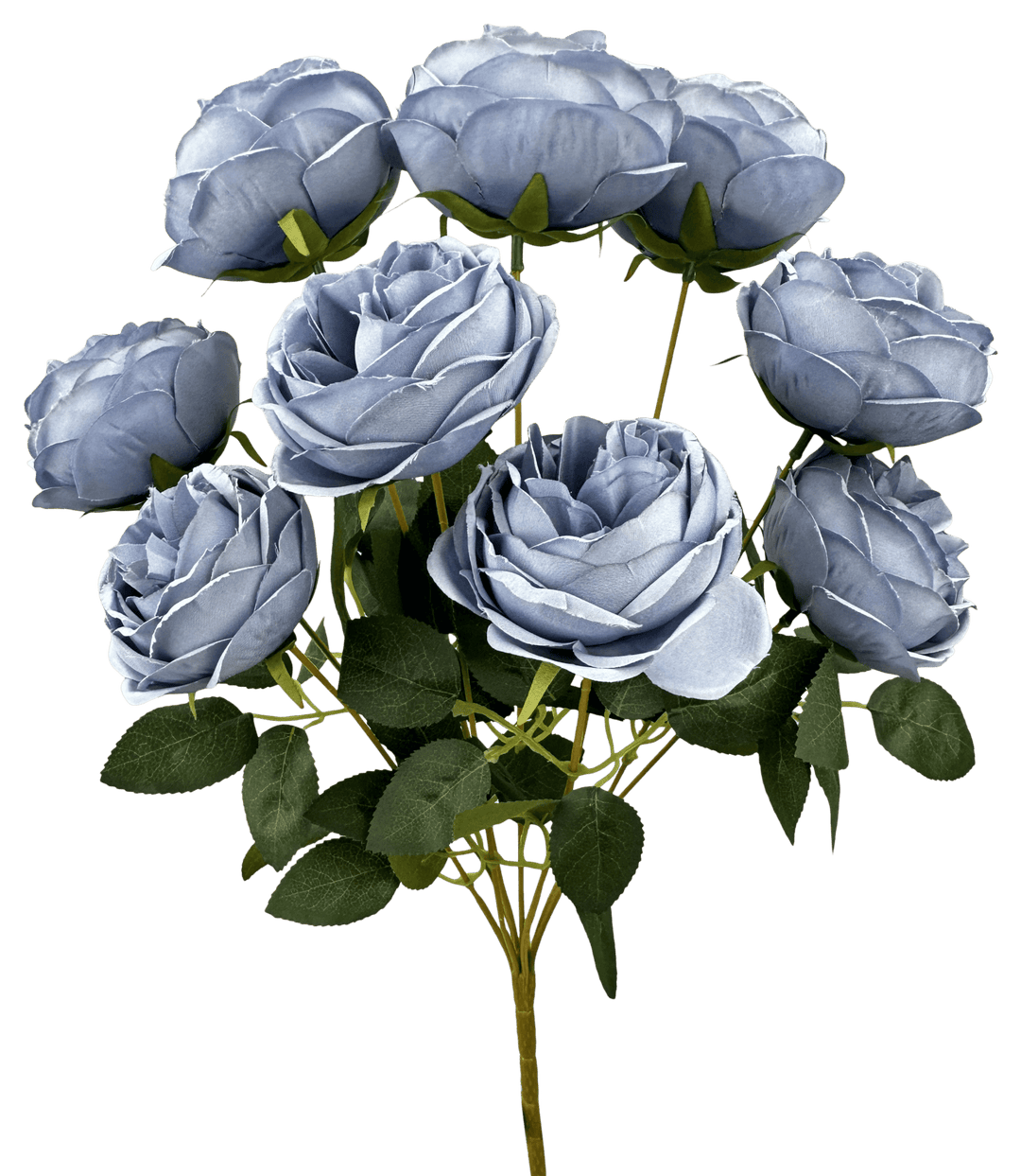 Artificial Dusty Blue Cabbage Rose Bush - 17.5" - Greenery MarketArtificial Flora35133DTBL
