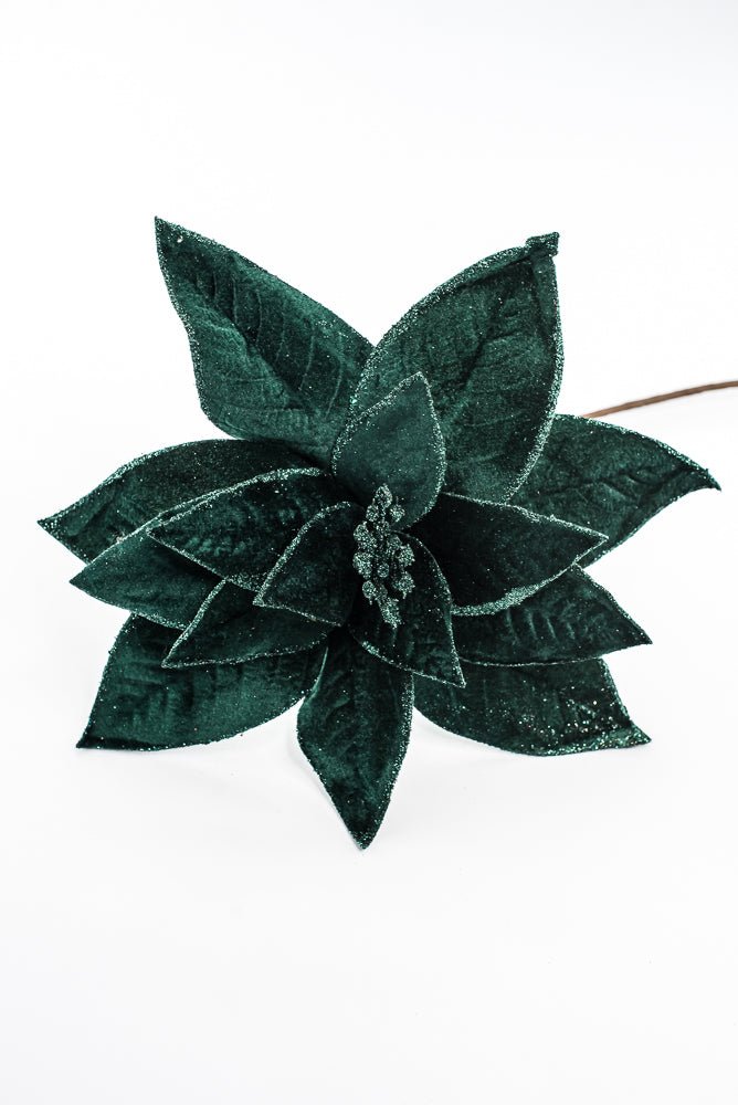 Artificial Emerald Green Poinsettia Stem - 24" - Greenery Market86873EMGN