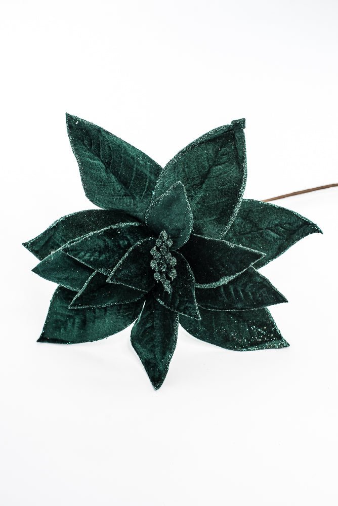 Artificial Emerald Green Poinsettia Stem - 24" - Greenery Market86873EMGN