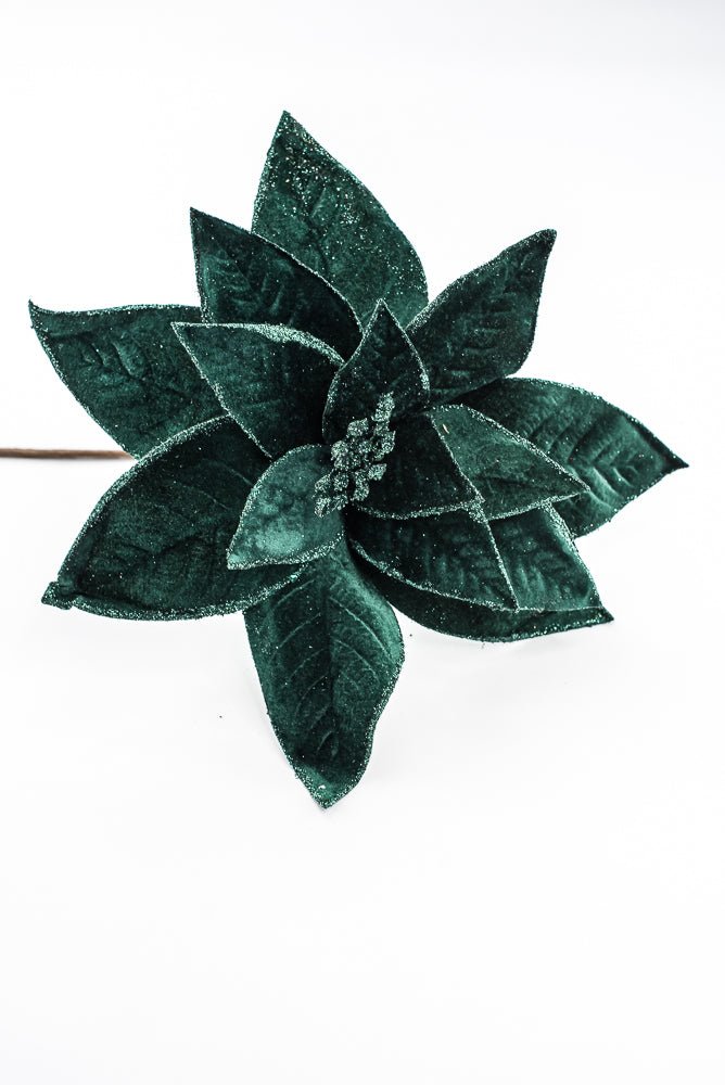 Artificial Emerald Green Poinsettia Stem - 24" - Greenery Market86873EMGN