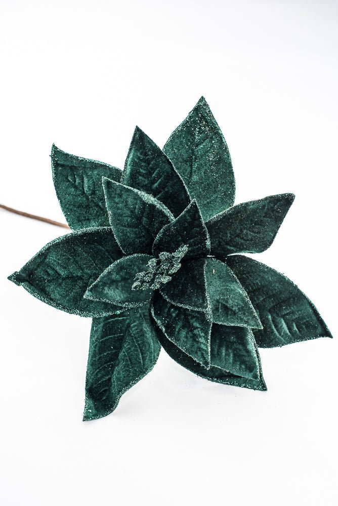 Artificial Emerald Green Poinsettia Stem - 24" - Greenery Market86873EMGN