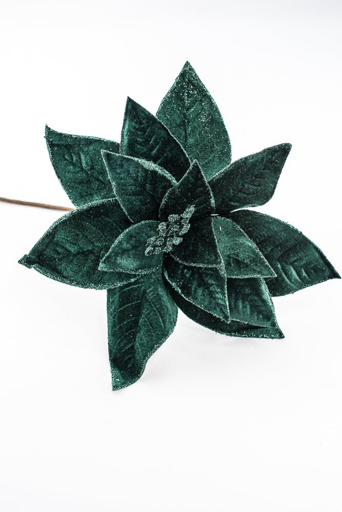 Artificial Emerald Green Poinsettia Stem - 24" - Greenery Market86873EMGN