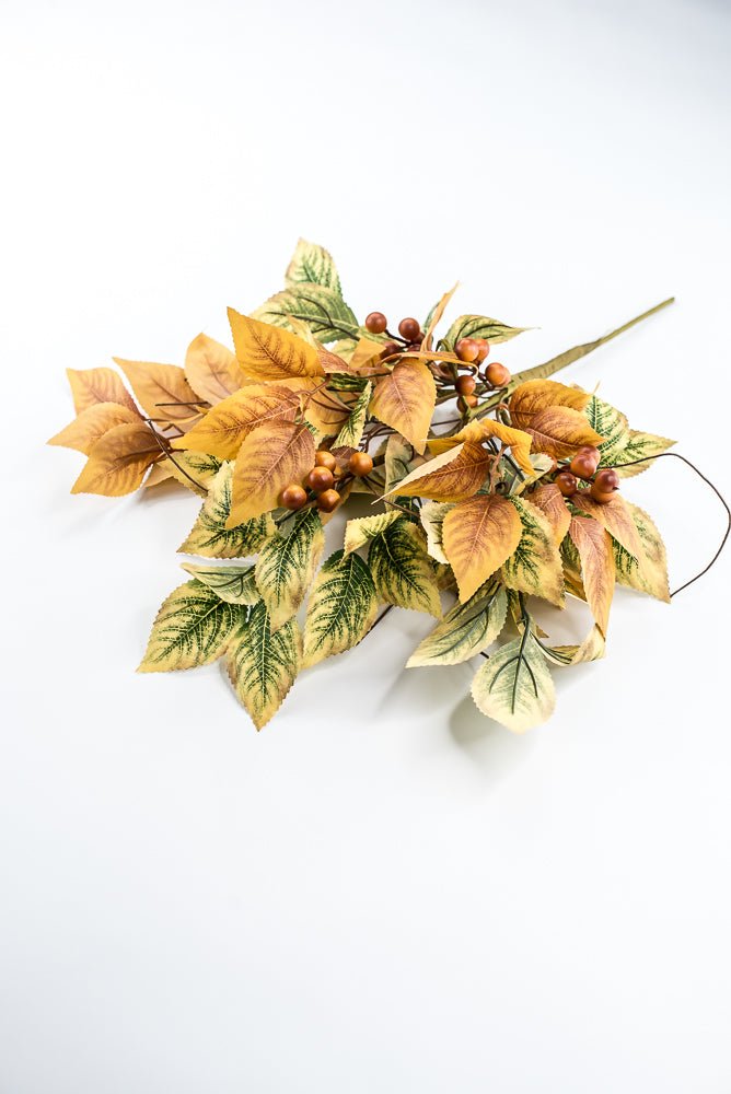 Artificial Fall Birch Leaf Berry Spray - 21" - Greenery MarketArtificial Flora65387