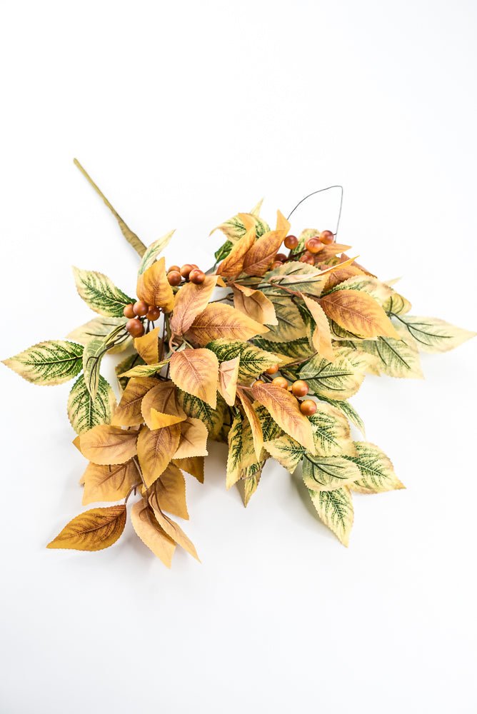 Artificial Fall Birch Leaf Berry Spray - 21" - Greenery MarketArtificial Flora65387