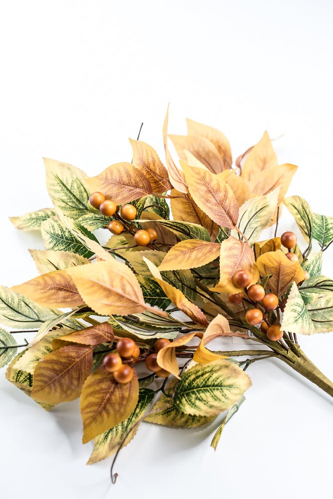 Artificial Fall Birch Leaf Berry Spray - 21" - Greenery MarketArtificial Flora65387