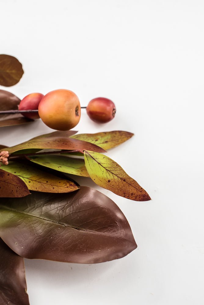 Artificial Fall Magnolia & Crabapple Spray - 18" - Greenery MarketPM3576