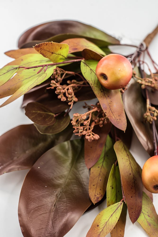 Artificial Fall Magnolia & Crabapple Spray - 18" - Greenery MarketPM3576