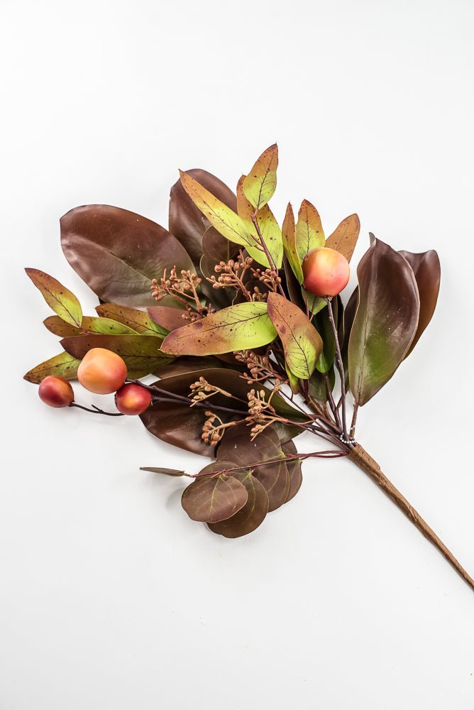 Artificial Fall Magnolia & Crabapple Spray - 18" - Greenery MarketPM3576