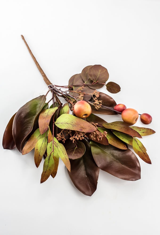 Artificial Fall Magnolia & Crabapple Spray - 18" - Greenery MarketPM3576