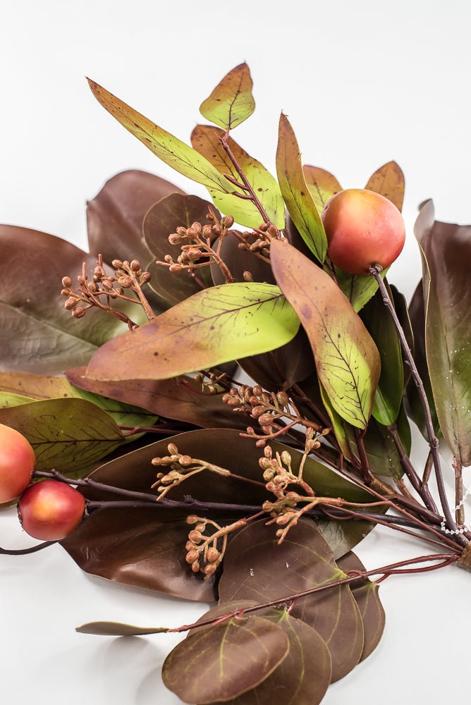 Artificial Fall Magnolia & Crabapple Spray - 18" - Greenery MarketPM3576