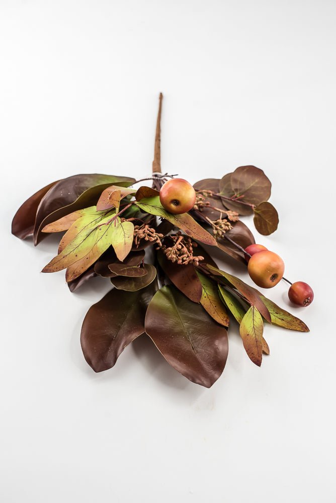 Artificial Fall Magnolia & Crabapple Spray - 18" - Greenery MarketPM3576