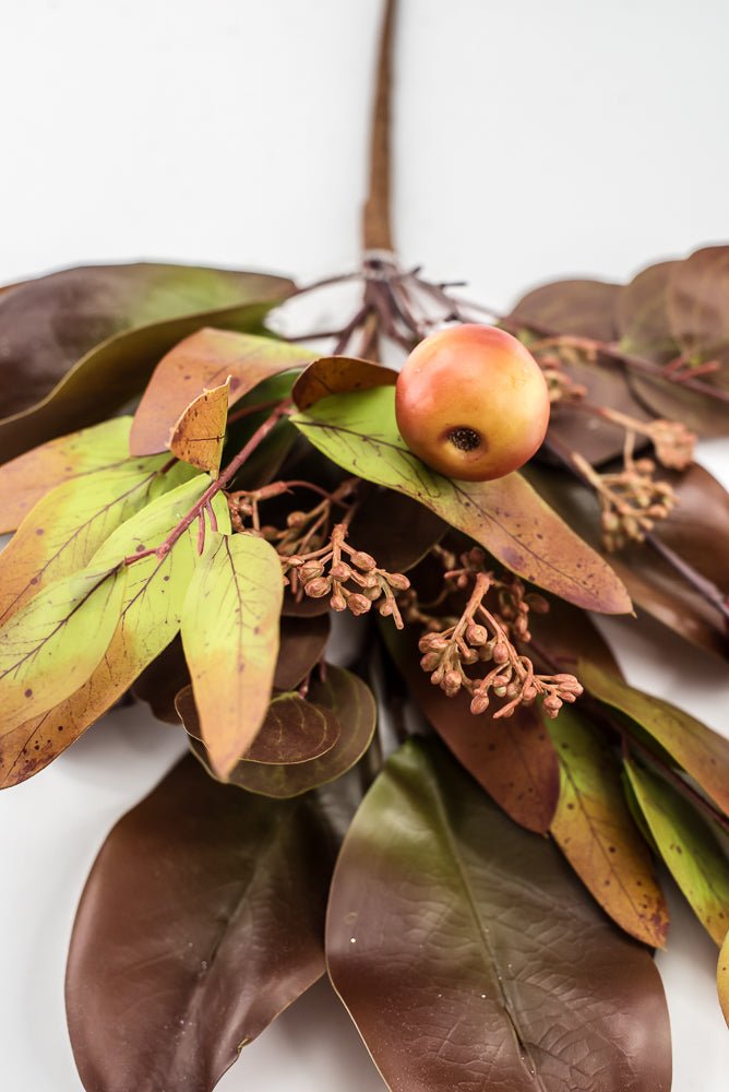 Artificial Fall Magnolia & Crabapple Spray - 18" - Greenery MarketPM3576