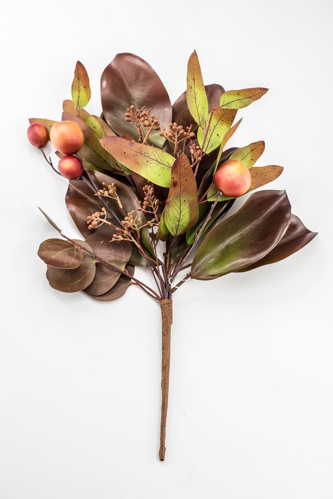 Artificial Fall Magnolia & Crabapple Spray - 18" - Greenery MarketPM3576