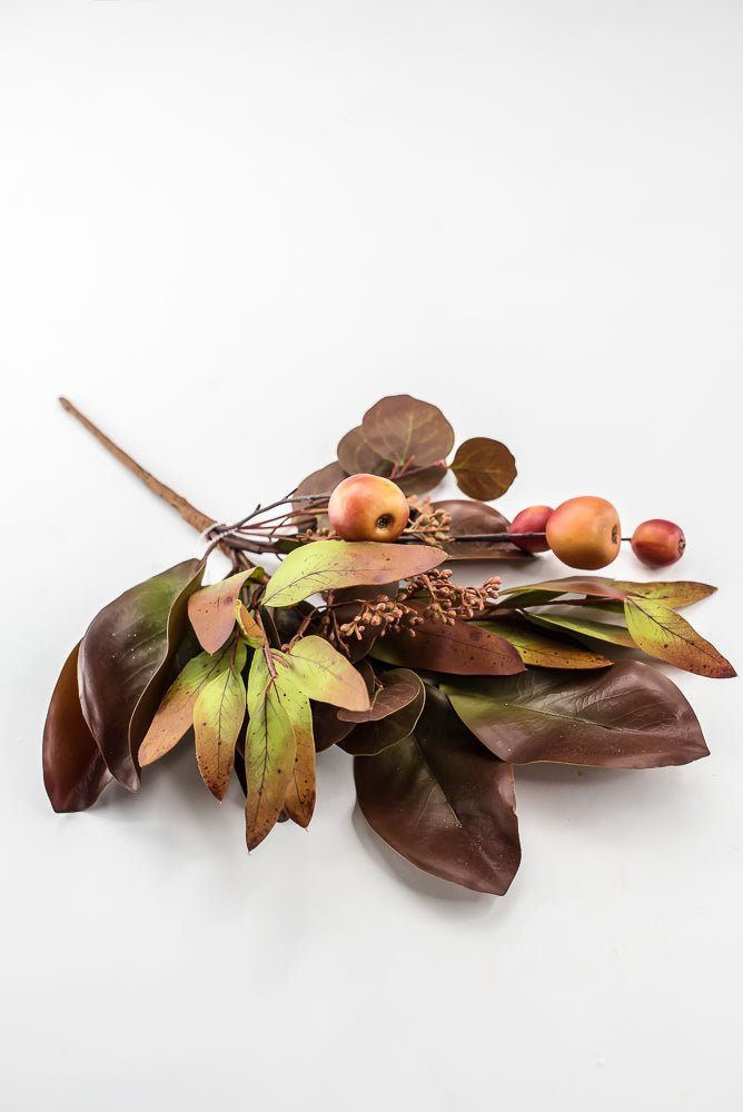 Artificial Fall Magnolia & Crabapple Spray - 18" - Greenery MarketPM3576