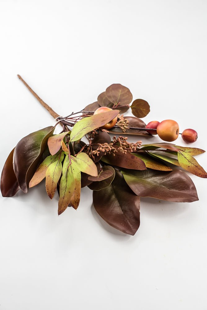 Artificial Fall Magnolia & Crabapple Spray - 18" - Greenery MarketPM3576