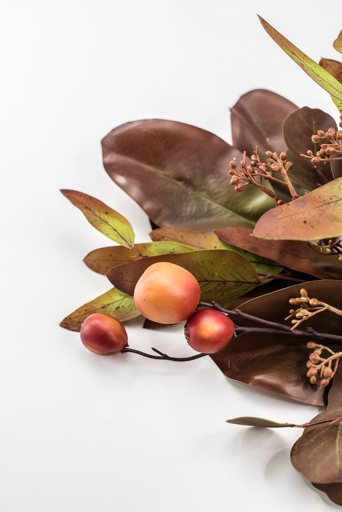 Artificial Fall Magnolia & Crabapple Spray - 18" - Greenery MarketPM3576