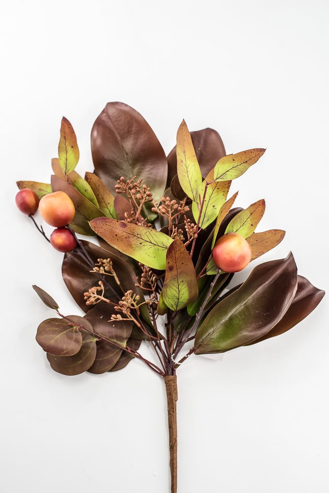 Artificial Fall Magnolia & Crabapple Spray - 18" - Greenery MarketPM3576
