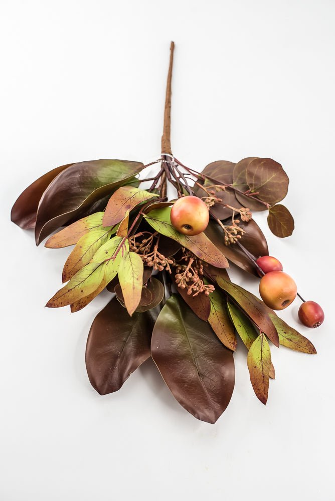 Artificial Fall Magnolia & Crabapple Spray - 18" - Greenery MarketPM3576