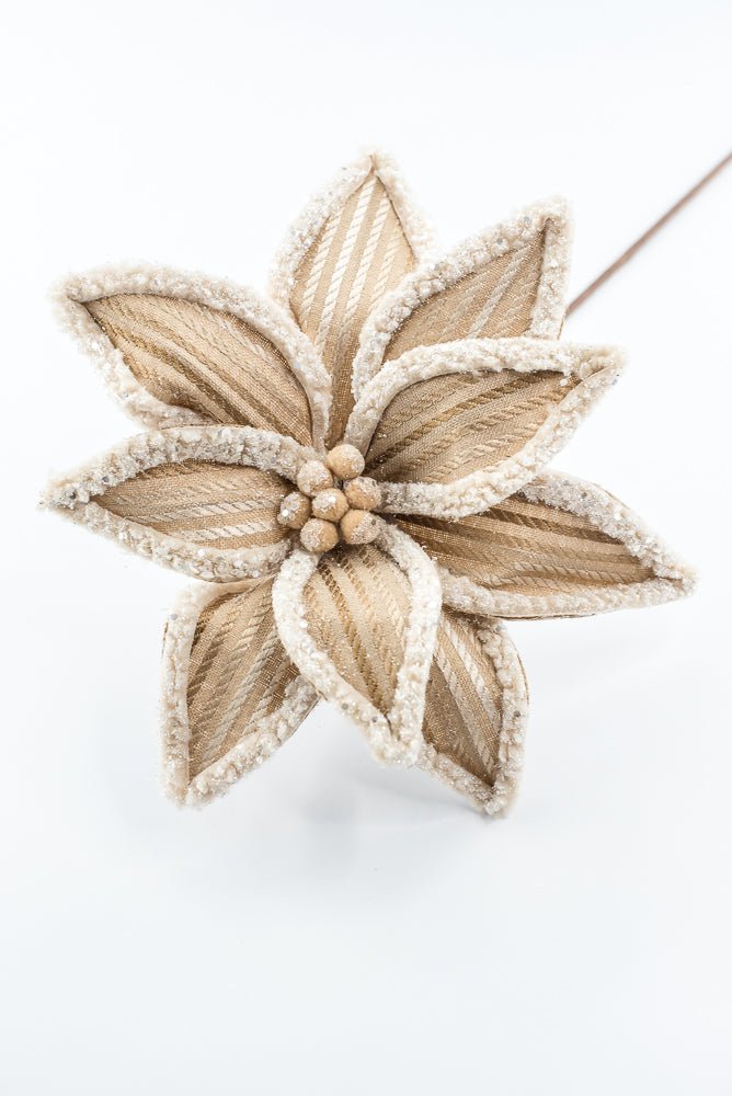 Artificial Frosted Brown Poinsettia Stem - 20" - Greenery MarketArtificial Flowers279464