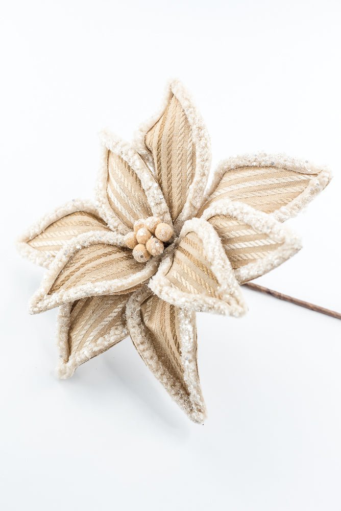 Artificial Frosted Brown Poinsettia Stem - 20" - Greenery MarketArtificial Flowers279464