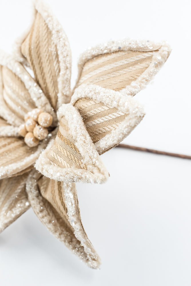 Artificial Frosted Brown Poinsettia Stem - 20" - Greenery MarketArtificial Flowers279464