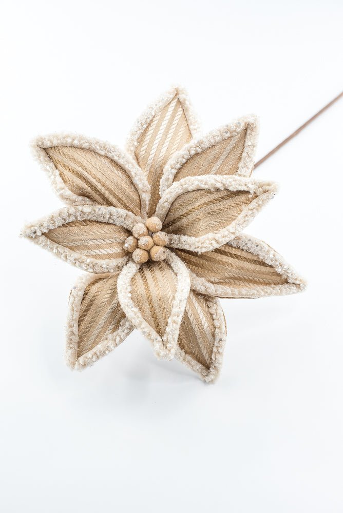 Artificial Frosted Brown Poinsettia Stem - 20" - Greenery MarketArtificial Flowers279464