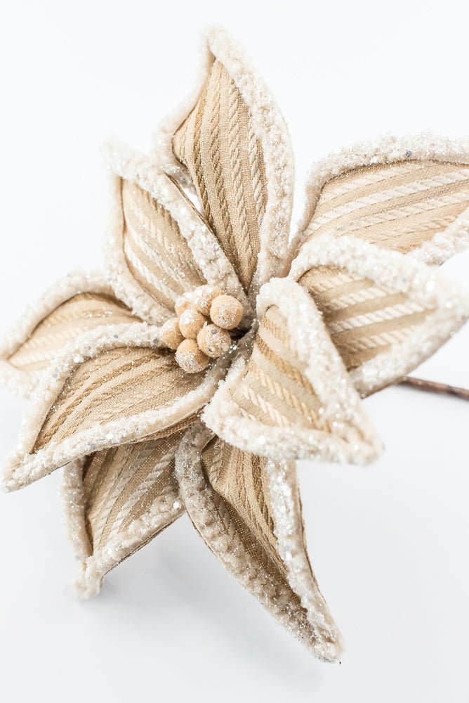 Artificial Frosted Brown Poinsettia Stem - 20" - Greenery MarketArtificial Flowers279464