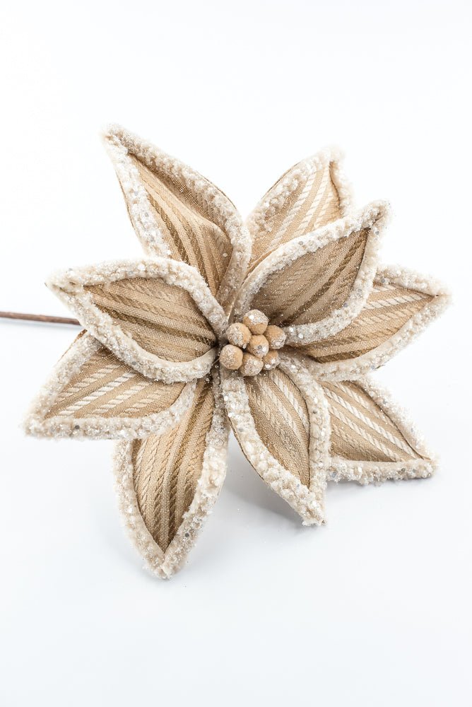 Artificial Frosted Brown Poinsettia Stem - 20" - Greenery MarketArtificial Flowers279464