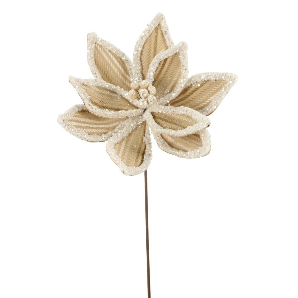 Artificial Frosted Brown Poinsettia Stem - 20" - Greenery MarketArtificial Flowers279464