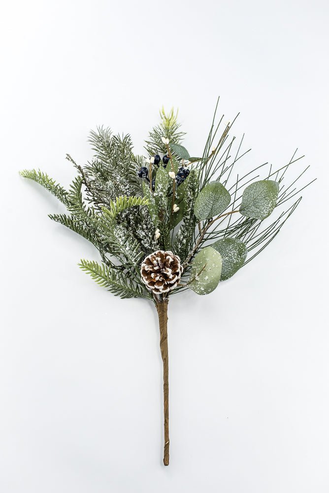 Artificial Frosted Pine Eucalyptus Pinecone & Blue Berry Pick - Greenery MarketArtificial Flora65758