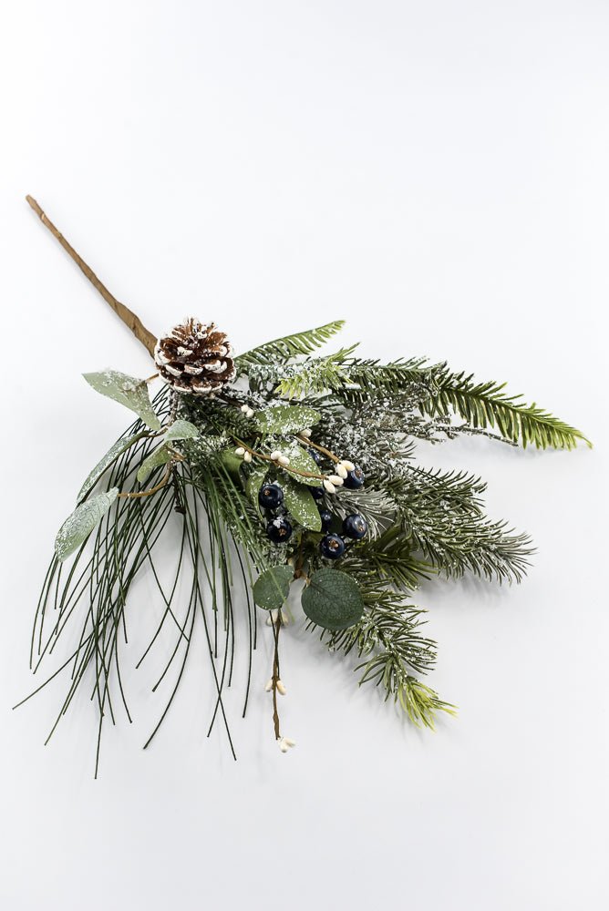 Artificial Frosted Pine Eucalyptus Pinecone & Blue Berry Pick - Greenery MarketArtificial Flora65758