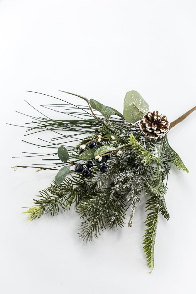 Artificial Frosted Pine Eucalyptus Pinecone & Blue Berry Pick - Greenery MarketArtificial Flora65758
