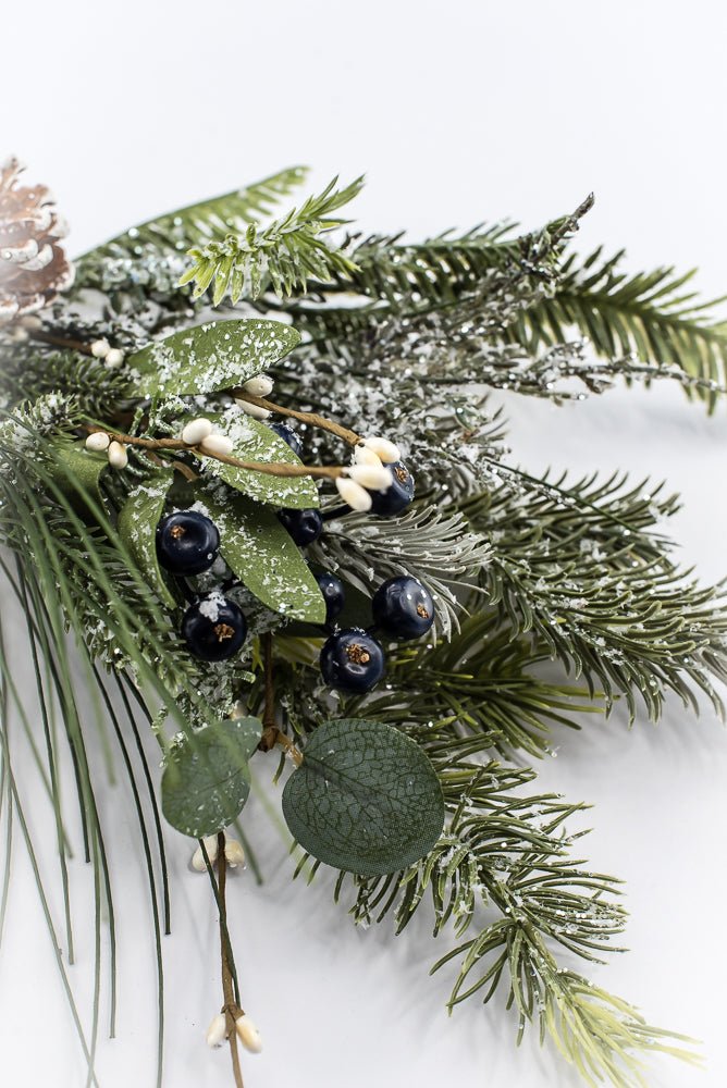 Artificial Frosted Pine Eucalyptus Pinecone & Blue Berry Pick - Greenery MarketArtificial Flora65758