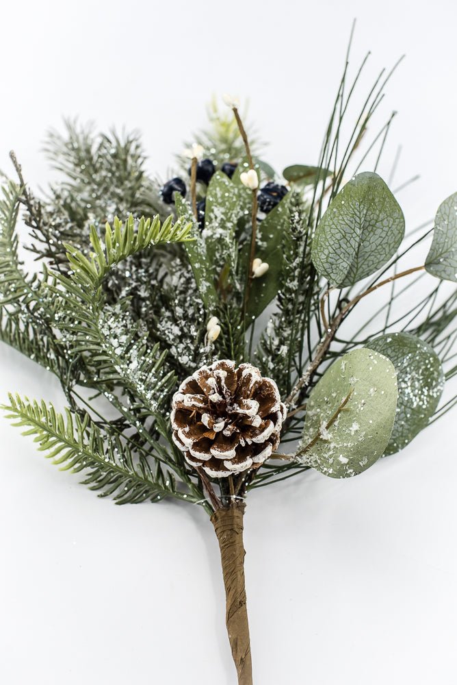 Artificial Frosted Pine Eucalyptus Pinecone & Blue Berry Pick - Greenery MarketArtificial Flora65758