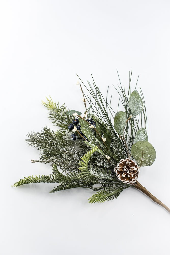 Artificial Frosted Pine Eucalyptus Pinecone & Blue Berry Pick - Greenery MarketArtificial Flora65758