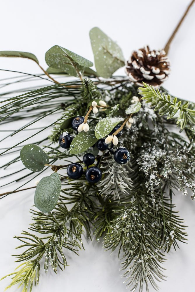 Artificial Frosted Pine Eucalyptus Pinecone & Blue Berry Pick - Greenery MarketArtificial Flora65758