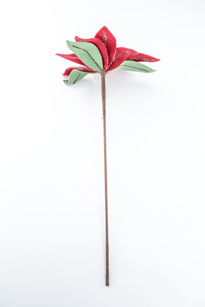 Artificial Frosted Red Poinsettia Stem - 20" - Greenery MarketArtificial Flowers278075